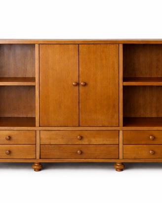 Mobile libreria in legno con ante e cassetti