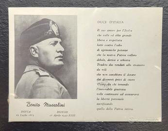 Cartolina commemorativa Duce Benito Mussolini