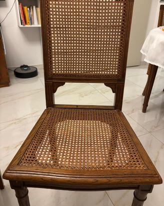 4 sedie in noce e paglia di Vienna