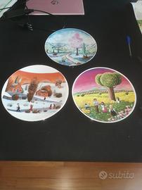 set 3 piatti dipinti