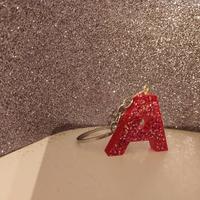 Portachiavi lettera A glitter rosso