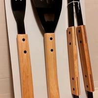 3 pezzi Set BBQ, Manico in Legno🆕