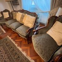 Divano e 2 poltrone noce italiana