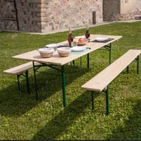Set birreria legno tavolo e 2 panche 80x200 nuovo