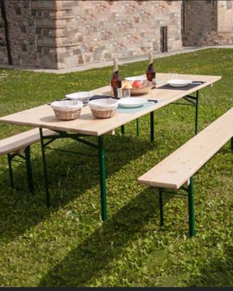 Set birreria legno tavolo e 2 panche 80x220 nuovo