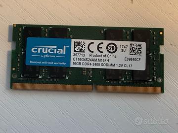 Memoria Crucial 16GB DDR4 2400 SODIMM