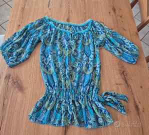 Maglia 3/4 di manica azzurro/turchese taglia unica