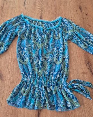 Maglia 3/4 di manica azzurro/turchese taglia unica