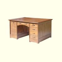 Scrivania bifacciale in rovere - Inizio novecento