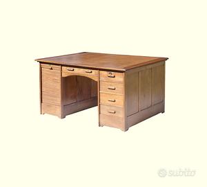 Scrivania bifacciale in rovere - Inizio novecento