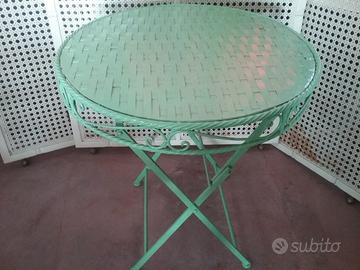 TAVOLO FERRO PIEGHEVOLE DA GIARDINO VERDE CHIARO