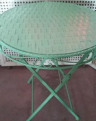 TAVOLO FERRO PIEGHEVOLE DA GIARDINO VERDE CHIARO