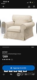 Divano ektorp ikea 3 posti, poltrona e pouf