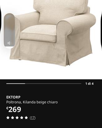 Divano ektorp ikea 3 posti, poltrona e pouf