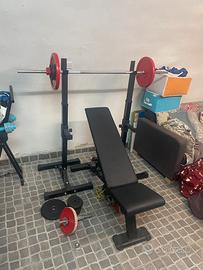 panca reclinabile decathlon + bilanciere e pesi
