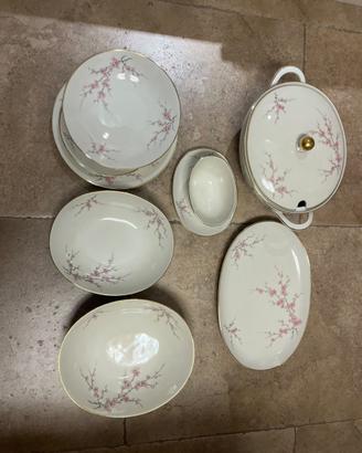Servizio piatti Bavaria 28 pezzi Fiori rosa e oro