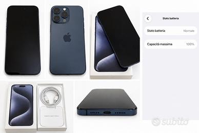 iPhone 15pro max 256gb titanio blu - batteria 100%