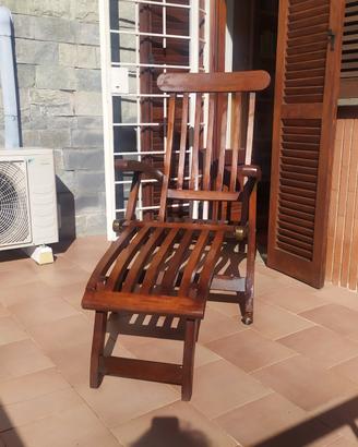 Sedia a sdraio in vero legno di teak 
