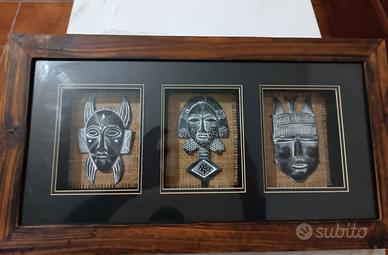 Quadro con maschere stile etnico tridimensionale