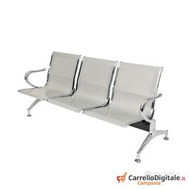 Panca per sala attesa 3 posti in acciaio Silver