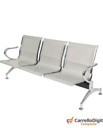 Panca per sala attesa 3 posti in acciaio Silver