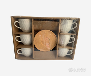 Set 6 tazzine da caffè con piattino in bamboo