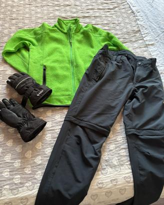 Pile CMP, pantaloni trekking CMP, guanti Reush