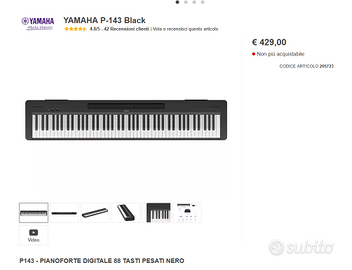 Pianoforte digitale Yamaha P-143B