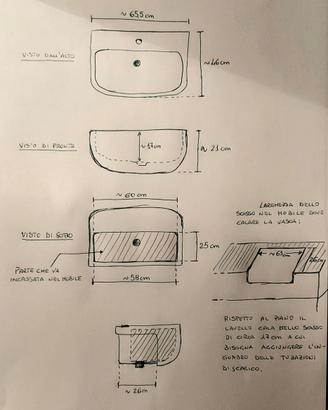 LAVABO BAGNO DA INCASSO