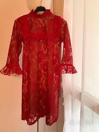 Vestito rosso in pizzo AnimaGemella maniche a 3/4