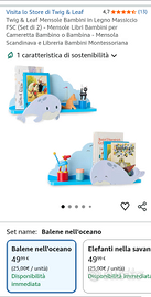 Due mensole legno FSC cameretta bimbo