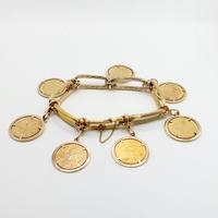 Bracciale oro 18 kt e monete (scellini e sterline)