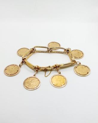 Bracciale oro 18 kt e monete (scellini e sterline)