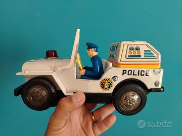 giocattolo latta polizia jeep patrol masudaya