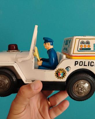giocattolo latta polizia jeep patrol masudaya