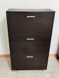 scarpiera in legno a tre sportelli 