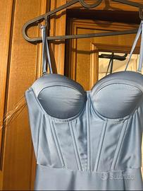 Abito bustier in raso celeste - NOIKIKA