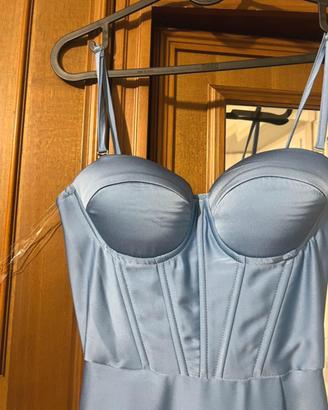 Abito bustier in raso celeste - NOIKIKA