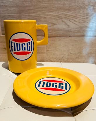 Set Tazza e piattino in porcellana FIUGGI “DERUTA”