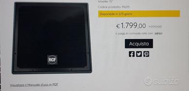 Coppia Diffusori RCF P6215 o permuta
