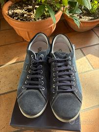 Sneakers uomo in pelle scamosciata e tela