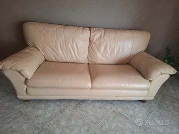 set 2 divani in pelle, beige 