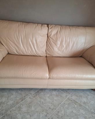set 2 divani in pelle, beige 