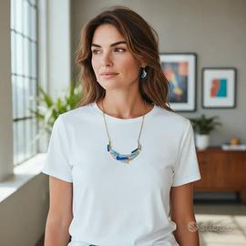 Set collana + orecchini blu dorati