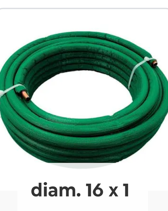 Rotolo 50mt  tubo rame rivest.verde d.16 (nuovo)