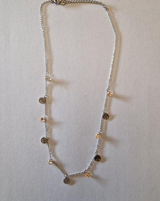 collana girocollo,acciaio, albero vita e strass