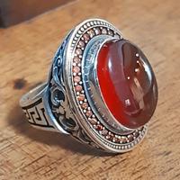 anello uomo solitario argento 925 oro corniola 