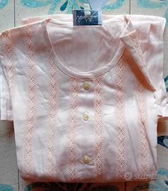 Camicia notte batista rosa pesca