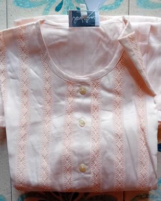 Camicia notte batista rosa pesca