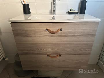 Lavabo bagno con mobile rovere grigio